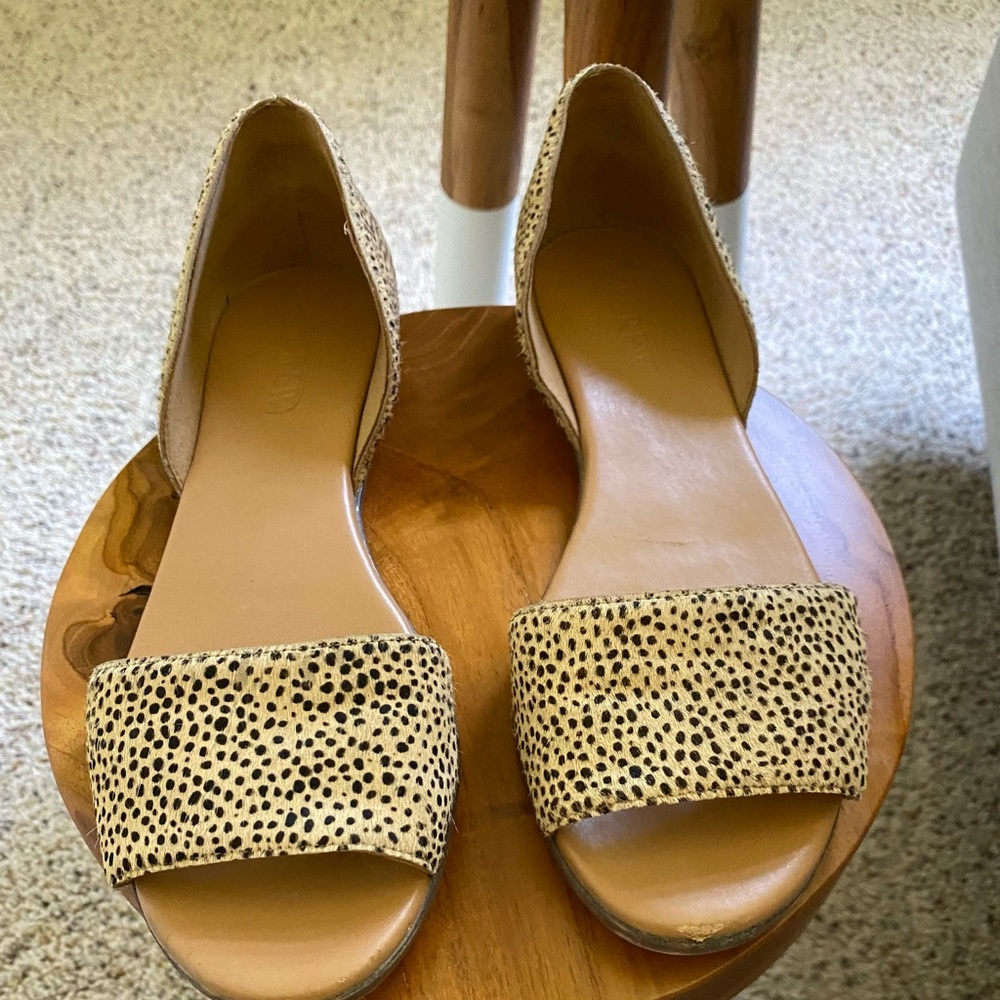 J.Crew Morgan calf hair peep toe shoes sz 7 - Picture 2 of 5